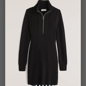 NWT Abercrombie & Fitch Half-Zip Mini Sweater Dress Black Size S